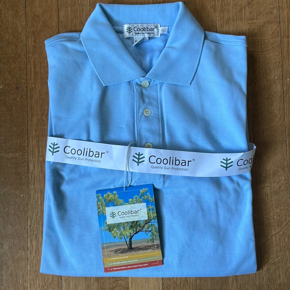 NWT men’s sz L Coolibar long sleeve collared shirt quality sun protection